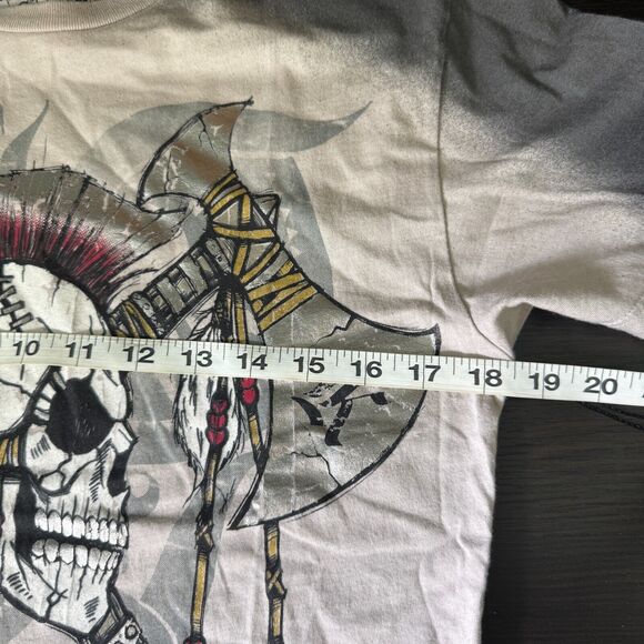 Konquest Shirt Mens Medium Skull Metallic Feather Warrior Tee Tshirt Y2K Grunge - Picture 9 of 11
